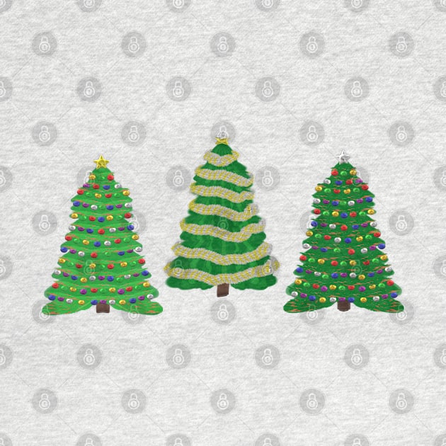 Festive Christmas Trees Trio (Red Background) by Art By LM Designs 